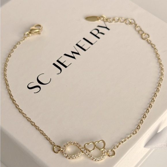 Infinity Heart Bracelet | 14K Gold Plated CZ Stone | Luxury Jewelry - Picture 2 of 12